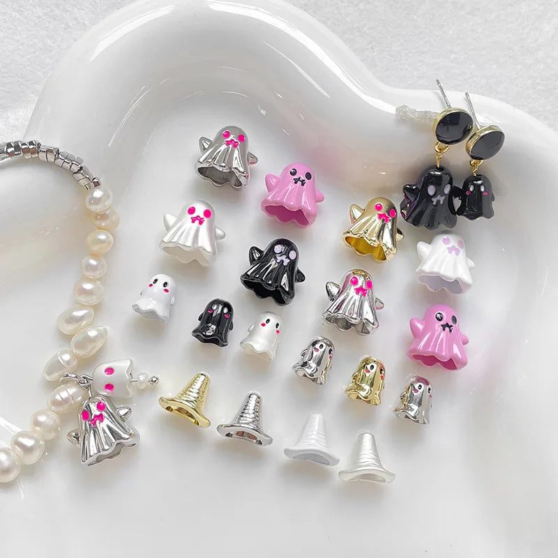 Cute Halloween Ghost Shape Loose Beads Accessories for Jewelry Necklace Earrings Bracelet DIY Beads Materials