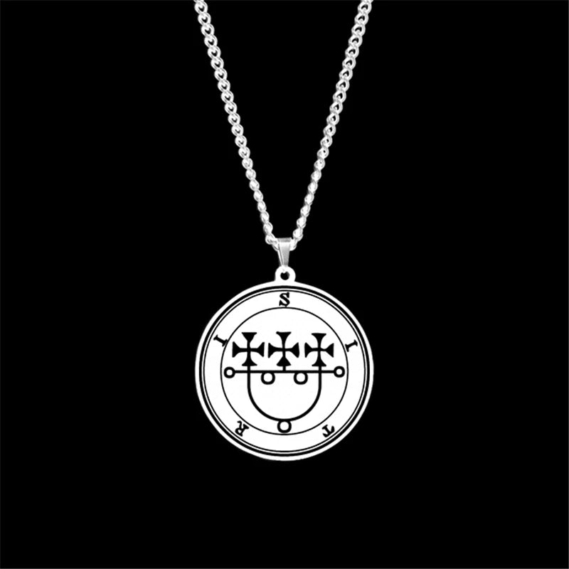 Archangel MICHAEL GABRIEL RAPHAEL URIEL SAMAEL Seal Amulet Talisman Sigil of Angelic Stainless Steel Black Pendant Necklace